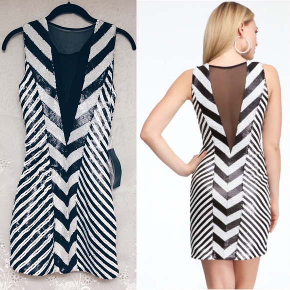 Bebe • XXS,XS,M chevron sequin dress - Picture 2 of 4