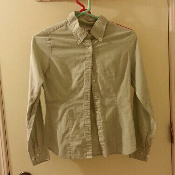 Red paint green button up shirt