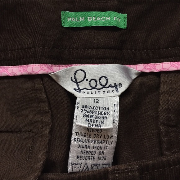 Lilly Pulitzer Corduroy Brown Pants Size 12