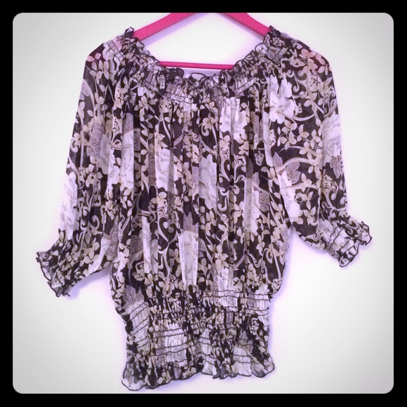 Sheer Floral Print Top