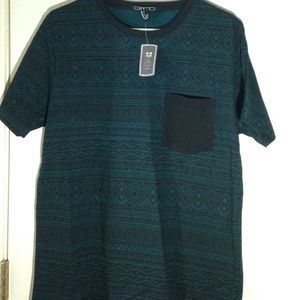 Forever 21 Black/Teal Aztec tee- Men's (21Men)