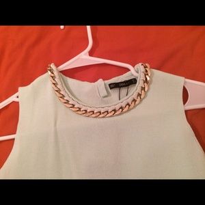 Zara Mint Top with chain collar; new, with tags