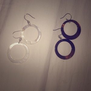 White/Brown Circle Shell Earrings