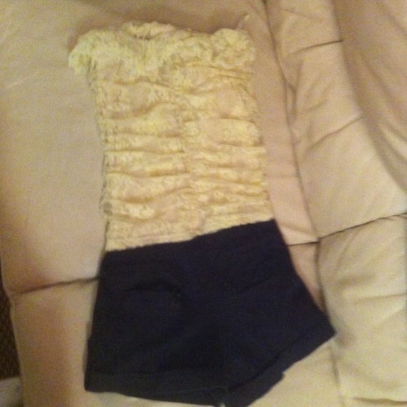 lace top with black shorts attached - Picture 2 of 4