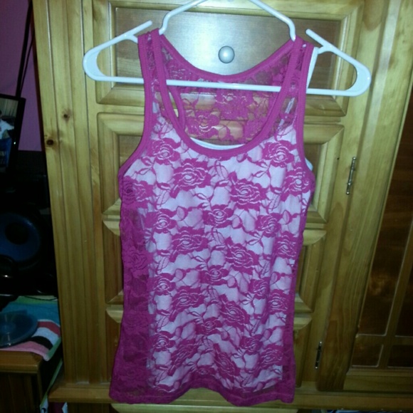 Lace Pink Tank Top - Picture 3 of 4