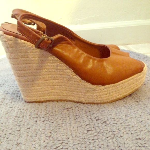 Forever 21 camel peep toe wedges