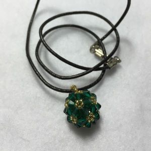 NEW Handmade Green Swarovski crystal ball necklace