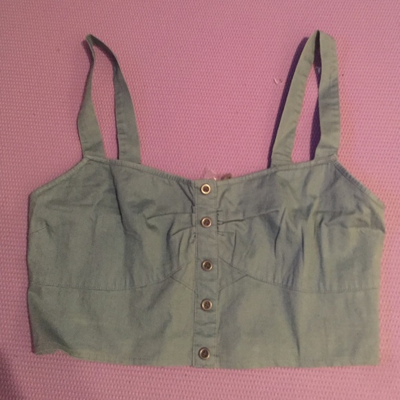 Denim "Button-Down" Crop Top