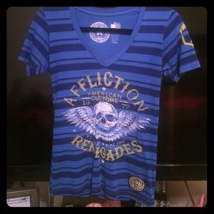Blue V-Neck Affliction shirt