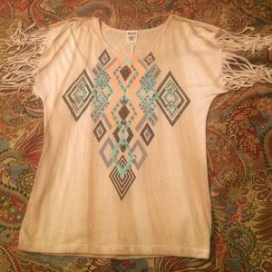 Fringe sleeve tribal shirt