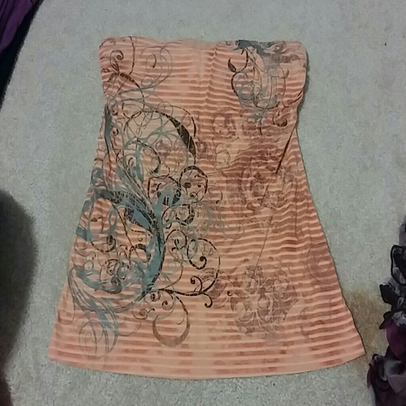 Strapless orange tee