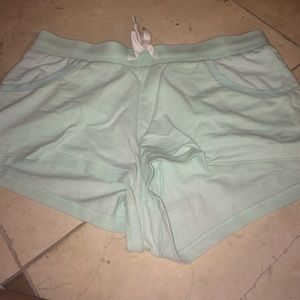 Divided blue shorts.