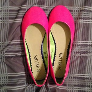 Neon pink flats