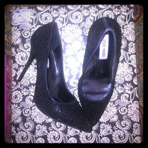 Steve Madden black crystal heels