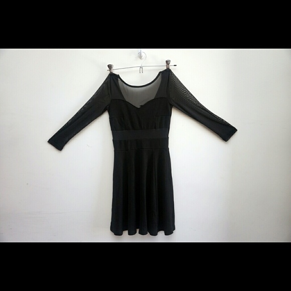 Black Dress with Mesh Sleeves
