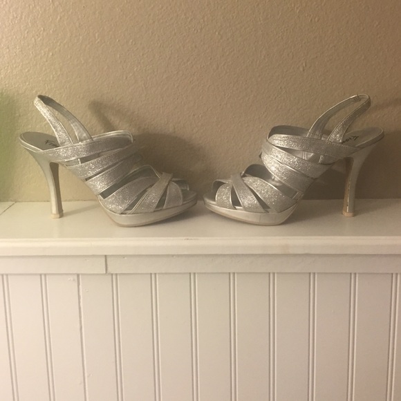 Silver sparkly strappy heels