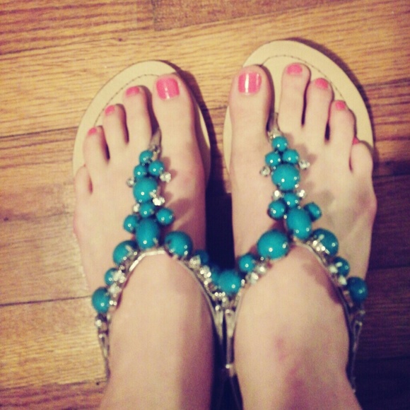 SOLD Turquoise Sandals - Picture 2 of 3
