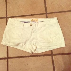 White Hollister denim shorts.