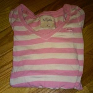 Soft pink and whitw striped long sleeve shirt