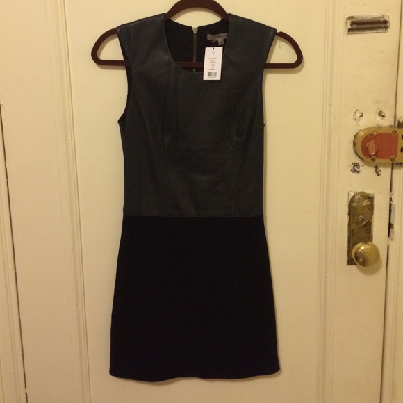 HELMUT Helmut Lang sleeveless leather combo dress