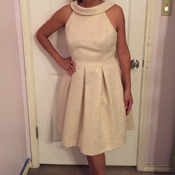 David's Bridal cream/gold dress Size 12