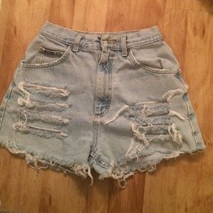 Light wash high waist shorts