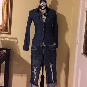 Blue jean long shirt