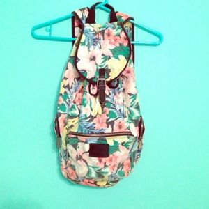 Pink tropical print backpack