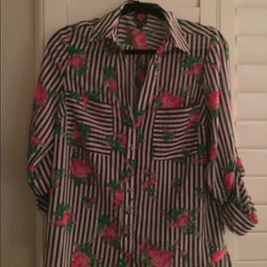 Blue and white stripe bb blouse