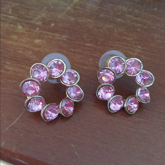 Pink rhinestone earrings