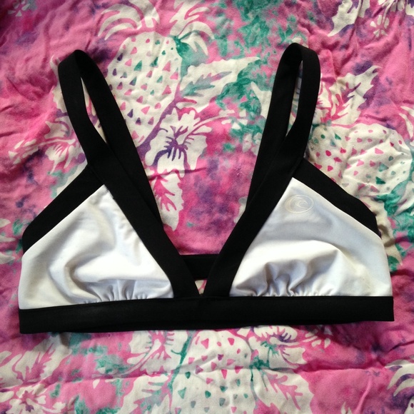 White and Black strappy back design swim top