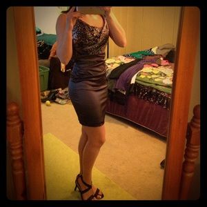 Grey fitted satin dress