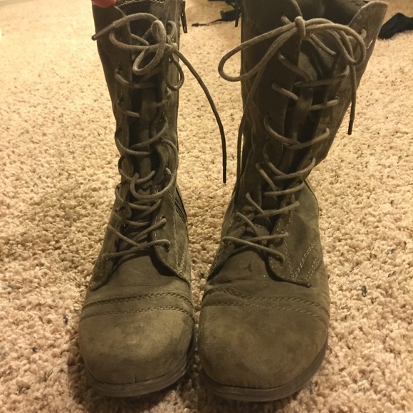 Brown combat boots