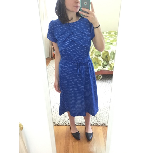Blue Scalloped Detail Dress