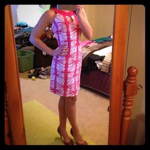 Pink & white shift dress