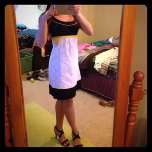 Black, white & yellow polka dot sundress