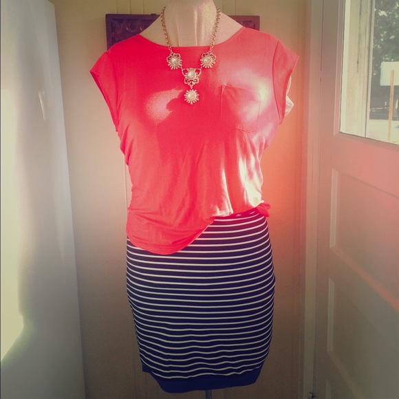 BUNDLED: Anne Klein black and white striped skirt