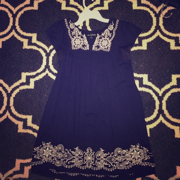 Navy & white boho dress