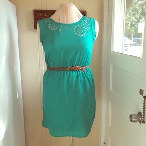 BUNDLED: Turquoise Dress with Floral cut outs