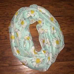 Aqua colored daisy scarf