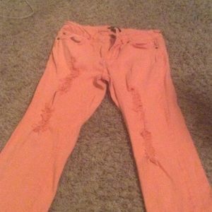 forever 21 coral ripped jeans