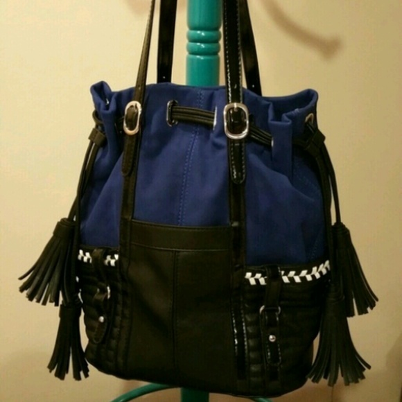 JustFab Bags Justfab Blue Bucket Shoulder Bag Poshmark