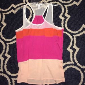White, orange, and pink color block tank