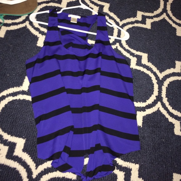 Navy and black striped tank