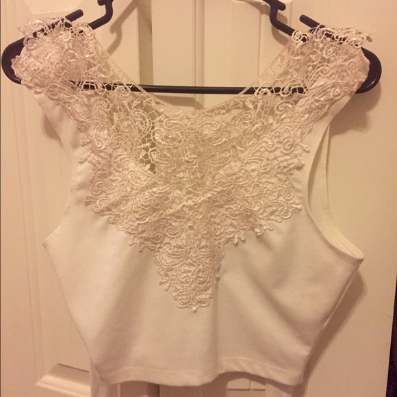 White crop top with lace on top!