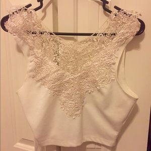 White crop top with lace on top!