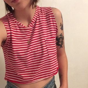 Striped red & white summer crop top