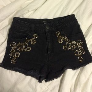Black Detailed Shorts