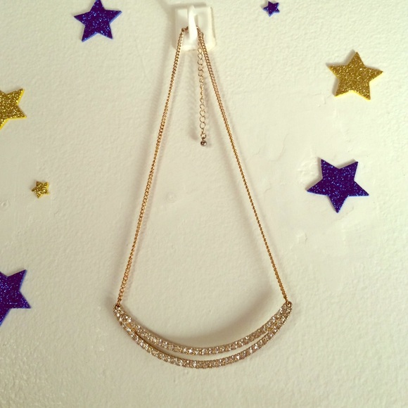 Gold & Diamond Trendy Curve Necklace for Layering