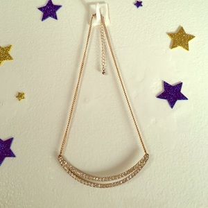 Gold & Diamond Trendy Curve Necklace for Layering